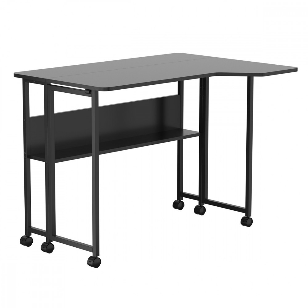 Maclean Folding Desk/Table, Black, Mobile, 100x73