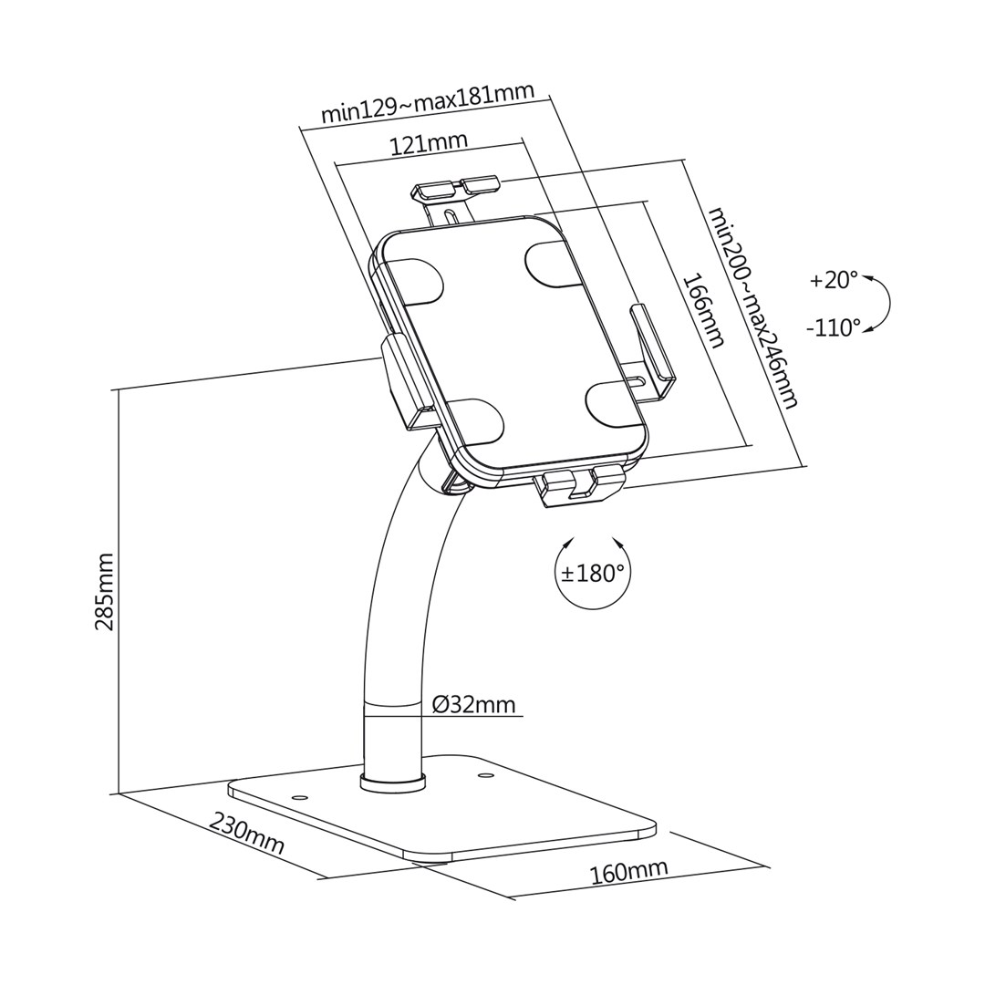 Maclean MC-468W Universal Tablet Stand Holder