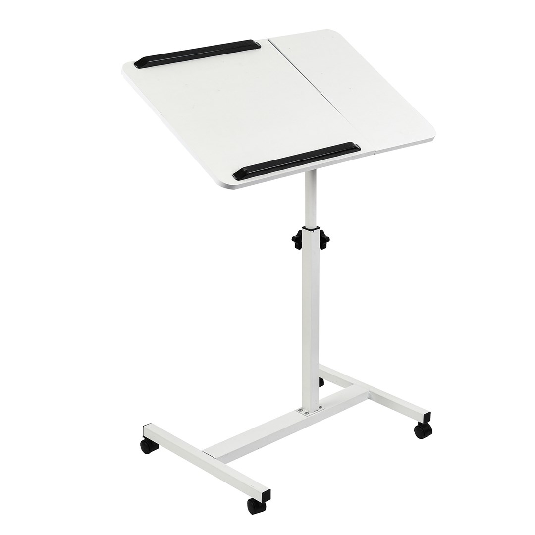 Maclean mobile desk/laptop stand, white, height
