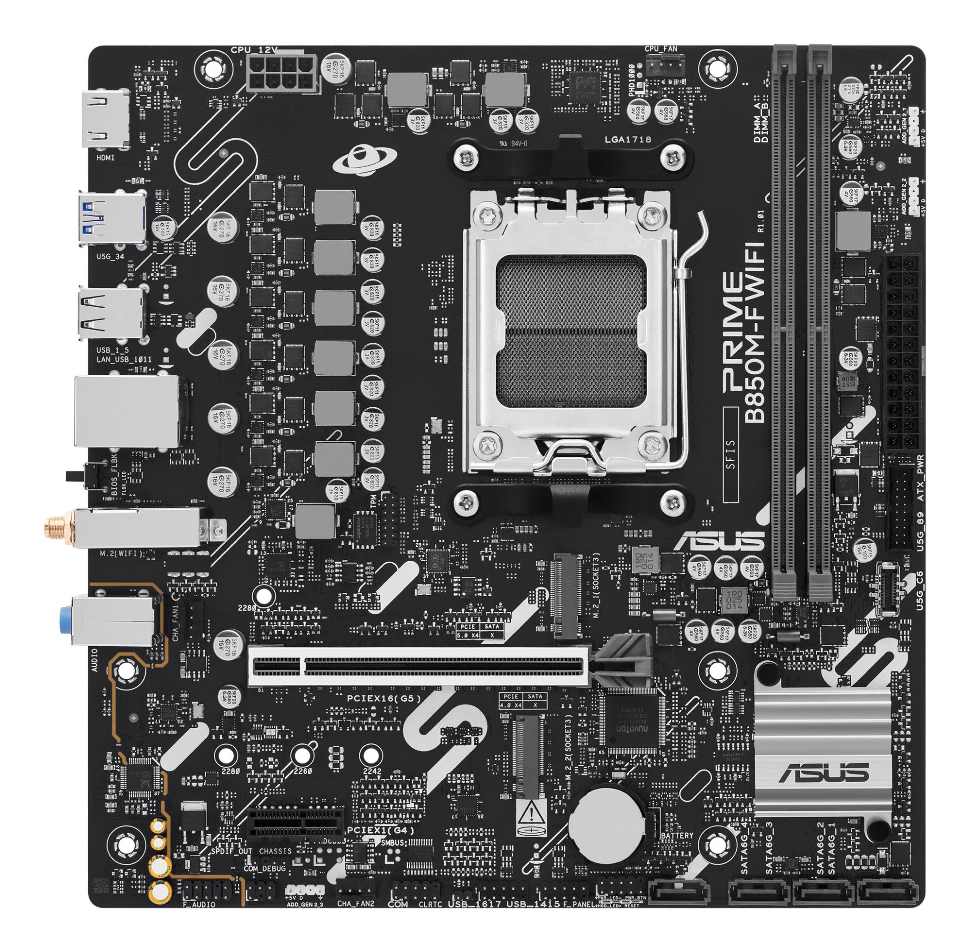 Mainboard|ASUS|AMD B850|Socket AM5|micro ATX|RAM DDR5-SDRAM|2xSlots|Wi-Fi Yes|Bluetooth