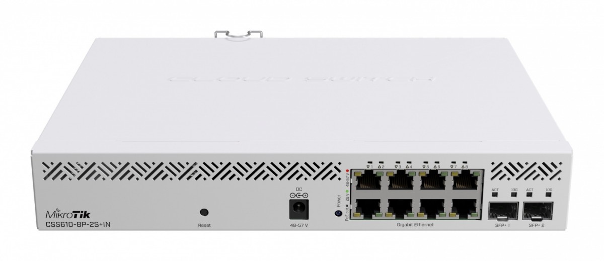 Switch|MIKROTIK|8x10Base-T / 100Base-TX / 1000Base-T|2xSFP+|CSS610-8P-2S+IN |