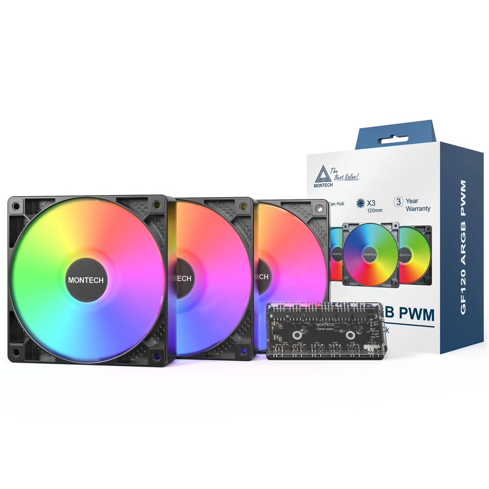 Montech GF120 PWM ARGB Fan, 3-Pack