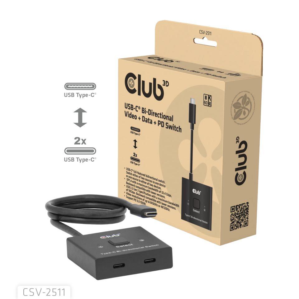 Club 3D VIDEO SWITCH USB-C 2PORT/CSV-2511