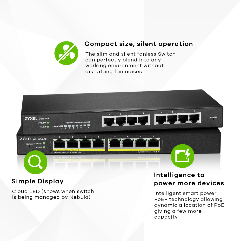 Zyxel GS1915-8EP Managed L2 Gigabit Ethernet